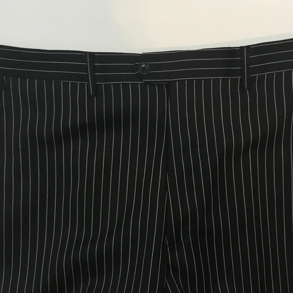 Gianni Manzoni 42r suit black stripes classic made in italy 2 button new ea0125